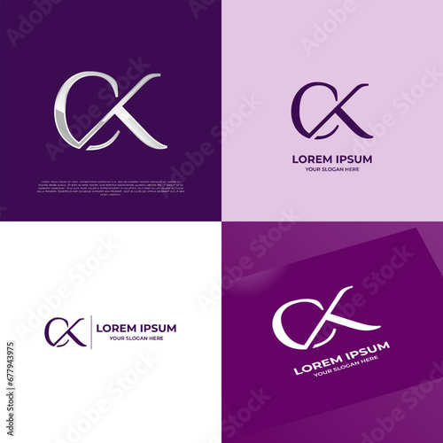 CK Initial Modern Typography Emblem Logo Template for Business