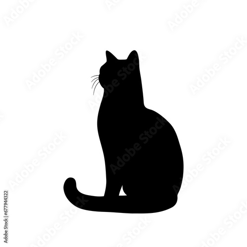 Czarny kot - sylwetka siedzącego kota.
