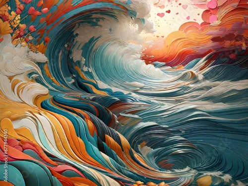 abstract background with waves generative ai