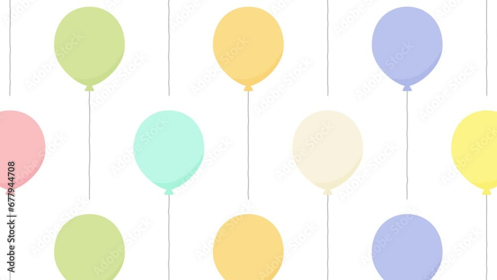 風船のパターン背景（カラフル）10秒ループ