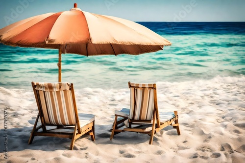 lounge chairs on the beach © baseer