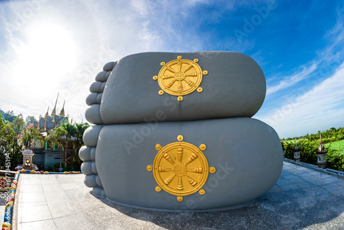 Giant cement reclining Buddha pagoda in Soc Trang province, Vietnam photo