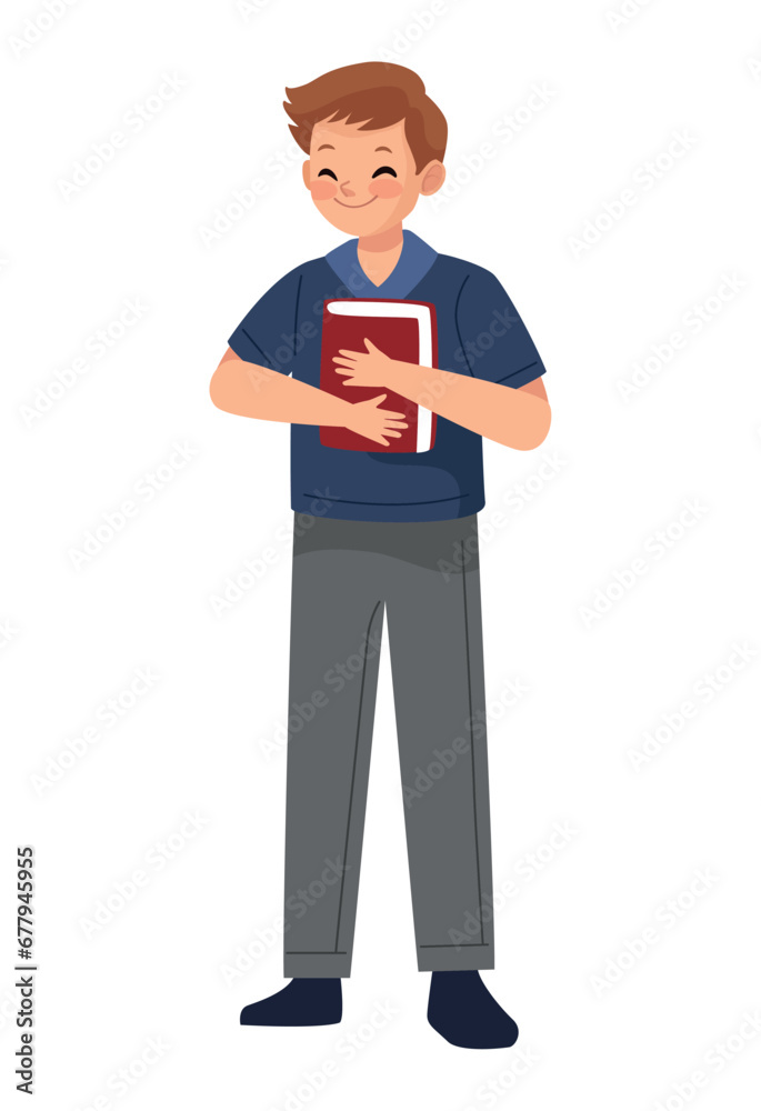 student boy holding a book student boy holding a book