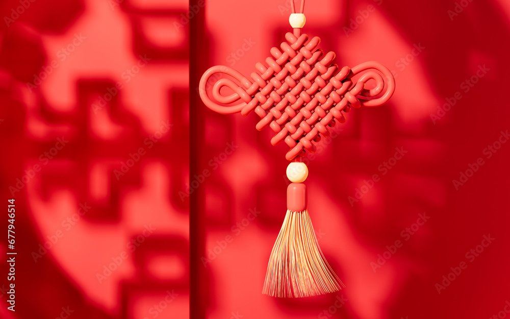 Chinese knotting, Chinese traditional background, 3d rendering.