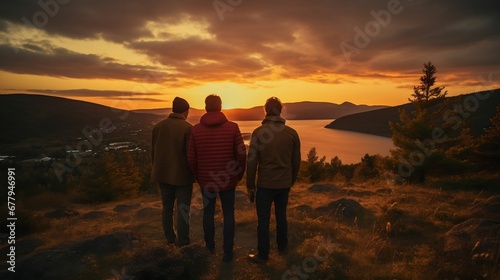 man Friends capturing a sunset, creating lasting memories  © Halim Karya Art