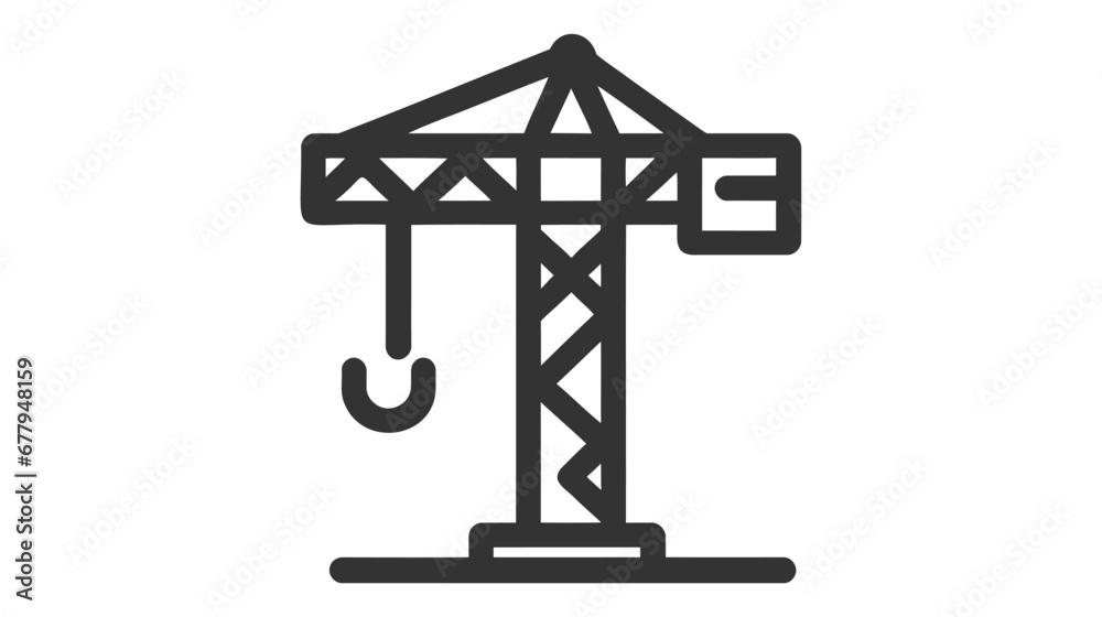 Construction crane. Monochrome icon on white background