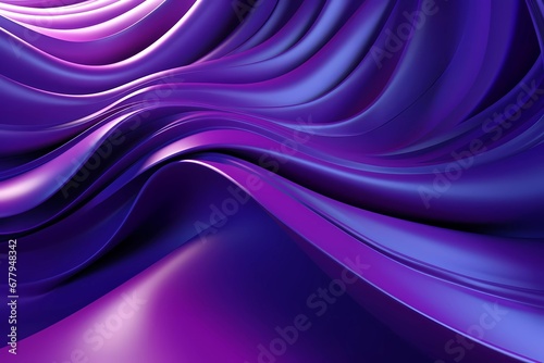 3d shiny purple wavy shapes background. generative ai