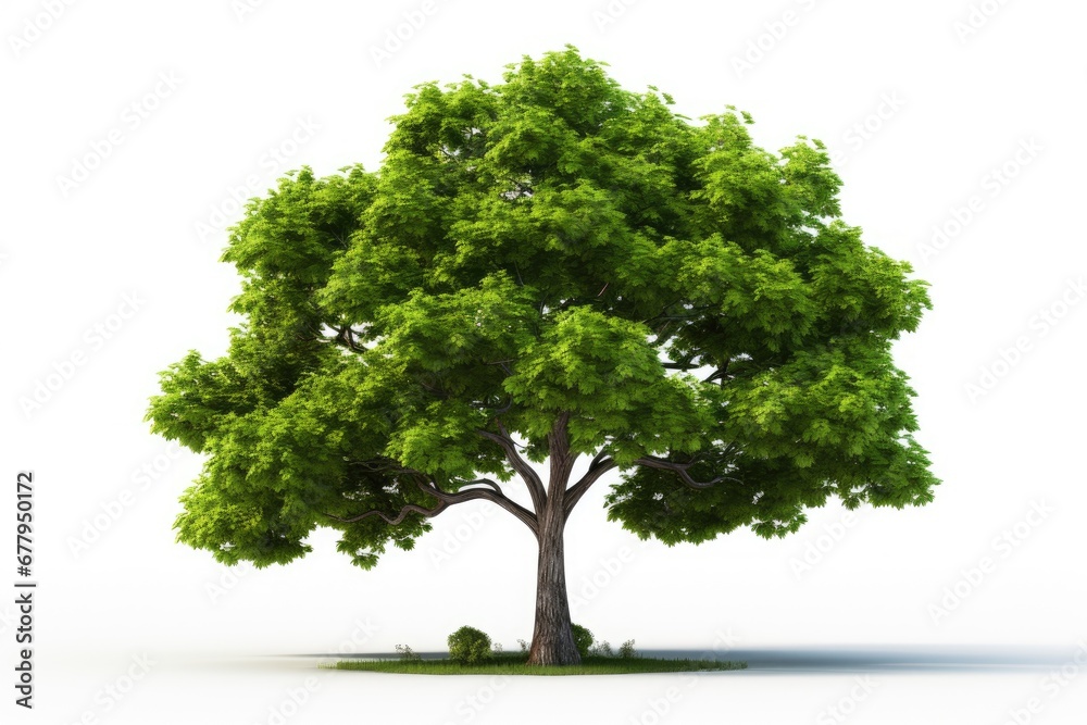 Green tree isolated on white background for landscape and architecture design. Generative AI Green tree isolated on white background for landscape and architecture design. Generative AI