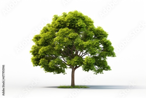 Green tree isolated on white background for landscape and architecture design. Generative AI