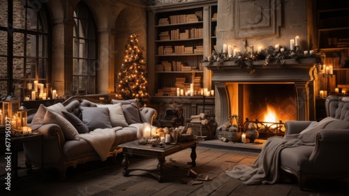 It comes out beautiful with a decorated Christmas tree in the background, a fireplace in the background with lights and cozy armchairs