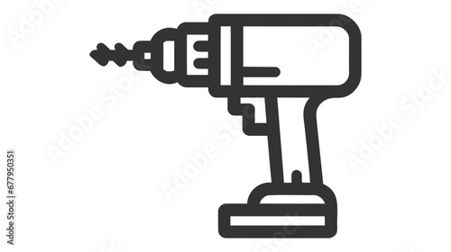 Screwdriver, power drill line icon, outline vector sign, linear pictogram isolated on white. Symbol, logo illustration