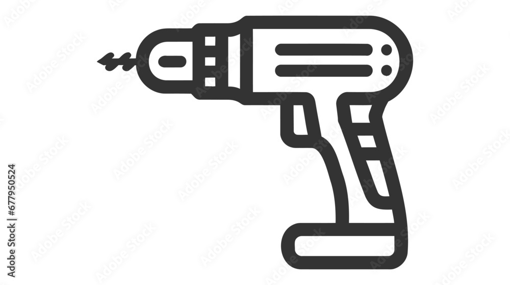 Screwdriver, power drill line icon, outline vector sign, linear pictogram isolated on white. Symbol, logo illustration Screwdriver, power drill line icon, outline vector sign, linear pictogram isolated on white. Symbol, logo illustration