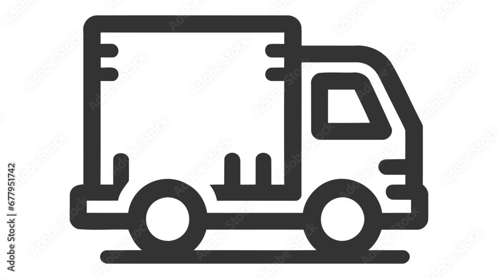 Simple truck silhouette, Delivery icon on white background Simple truck silhouette, Delivery icon on white background