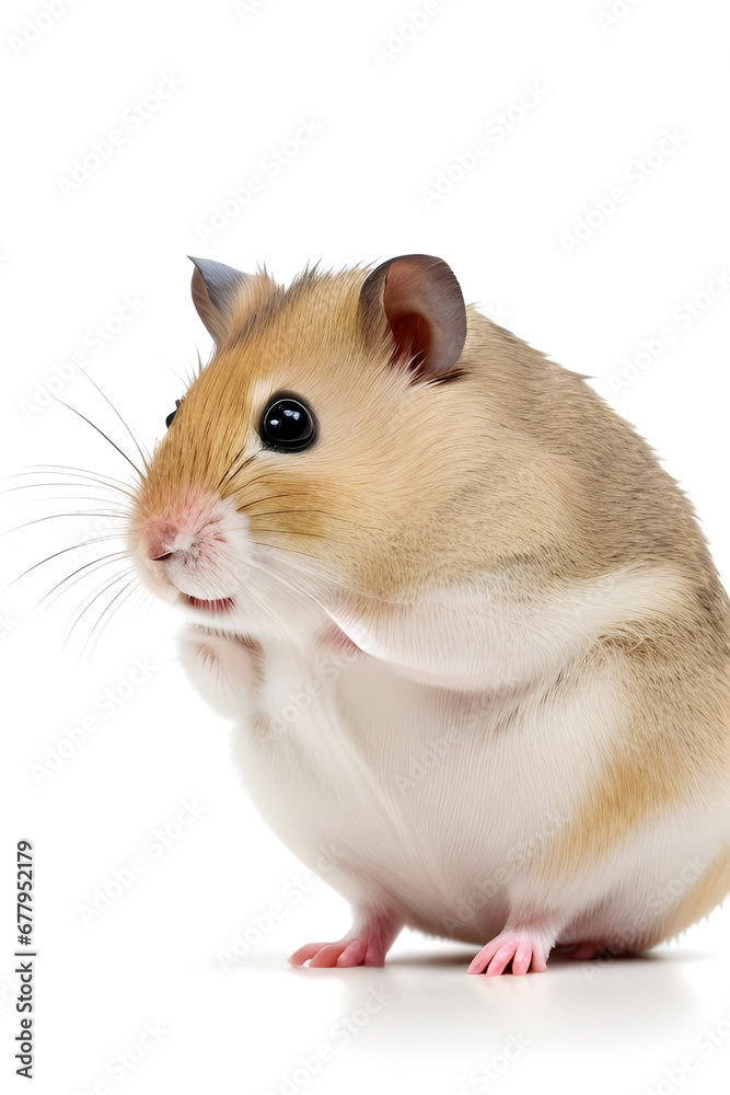 Hamster isolated on white background. Hamster close-up.