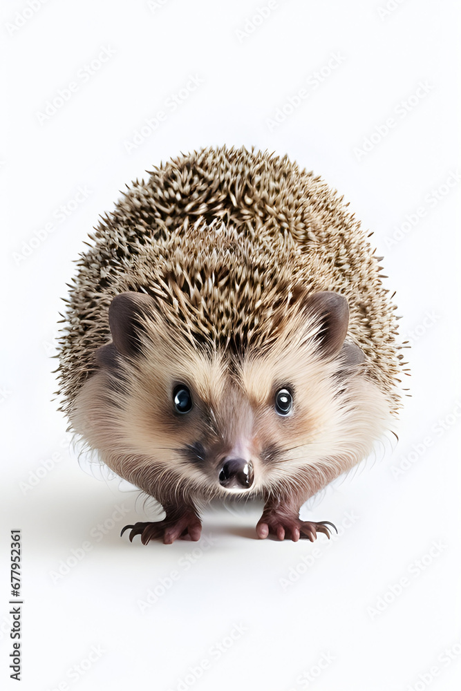 Fototapeta premium Hedgehog isolated on white background. Close up. Studio shot.