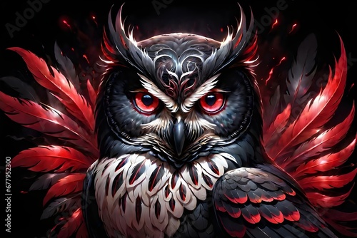 Gothic owl red eyes ai generation 