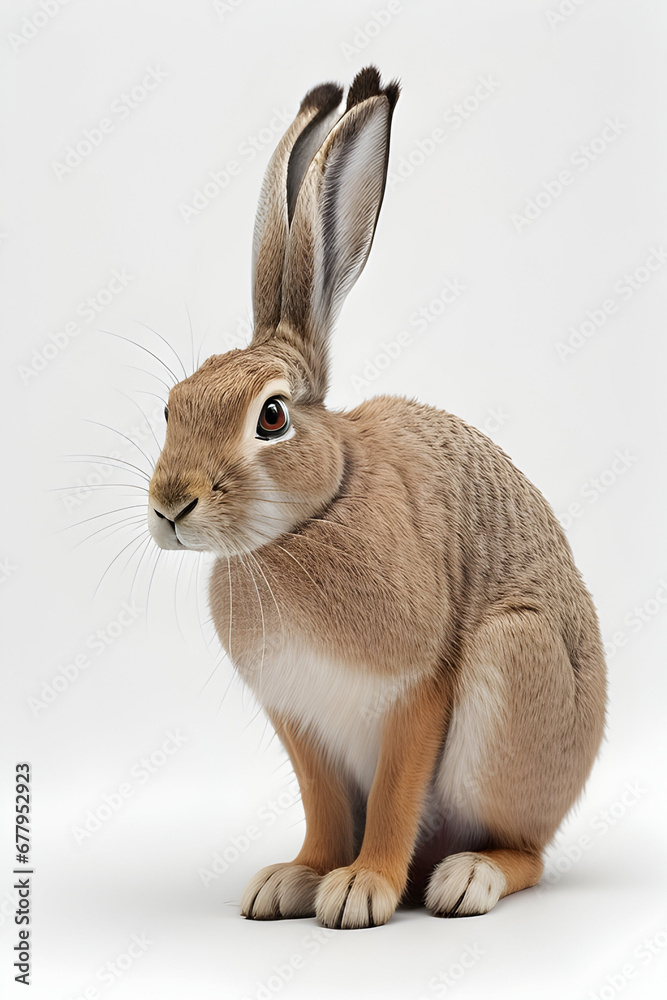 Obraz premium Rabbit isolated on white background, studio shot. 3D rendering.