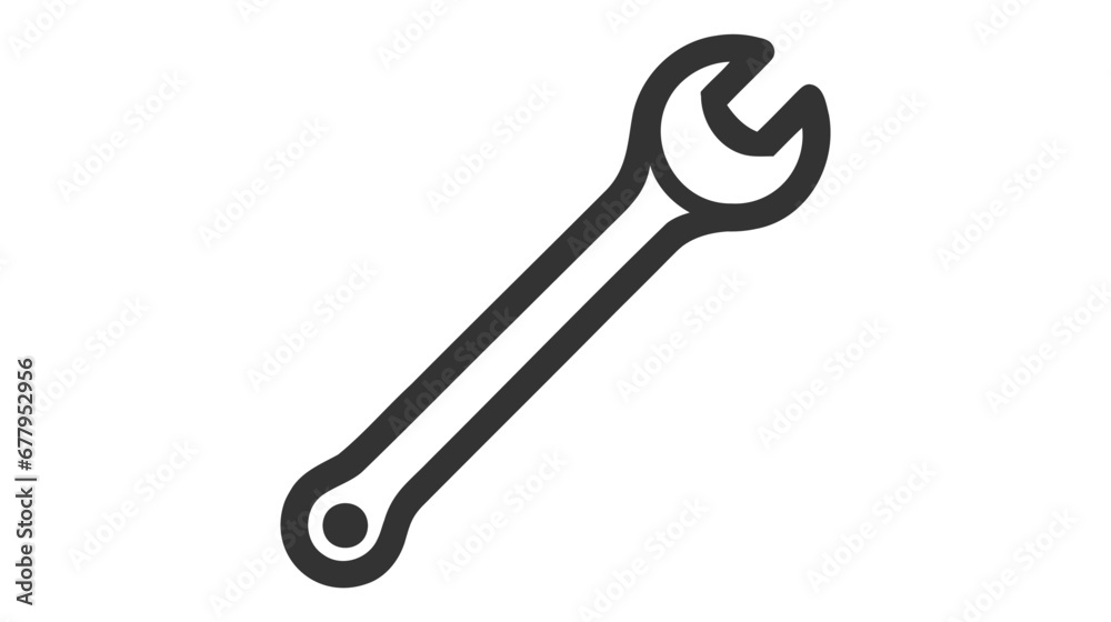 Monochrome vector illustration of a wrench, simplistic design, isolated on white background Monochrome vector illustration of a wrench, simplistic design, isolated on white background