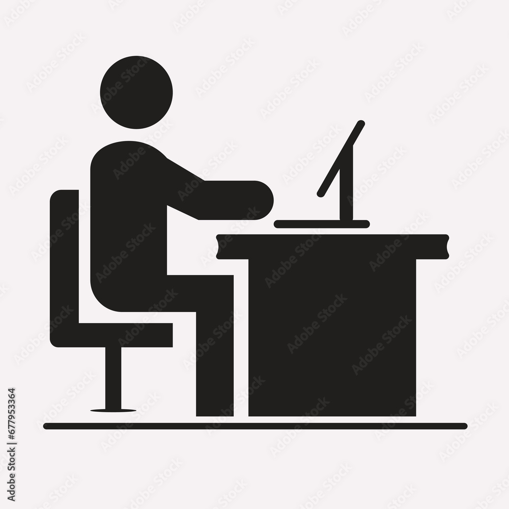 Businessman Working on Computer Vector illustration Businessman Working on Computer Vector illustration