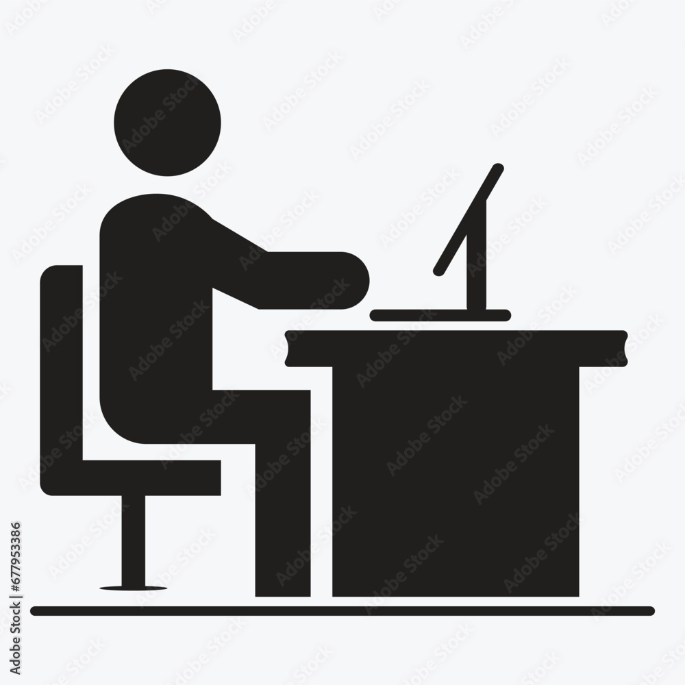 Businessman Working on Computer Vector illustration Businessman Working on Computer Vector illustration