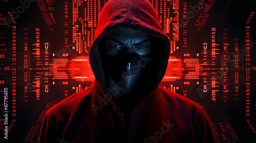 Hacker Thief Of Cryptocurrency In The Digital Online Technological World.  Generated with AI. photo