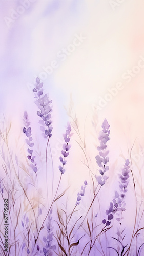 high  narrow  lavender background delicate pastel pink flowers blurred background with copy space vertical  panorama