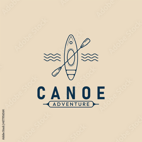 canoe adventure logo line art minimalist, kayaking logo vector illustration design