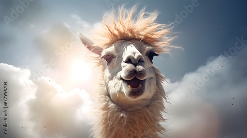 Cute Llama Hanging Out In Nature Generated with AI.