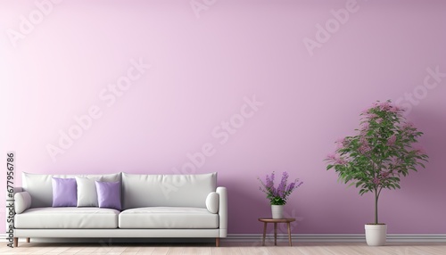 Horizontal space with bright mockup empty wall. Living room - modern design Living room.