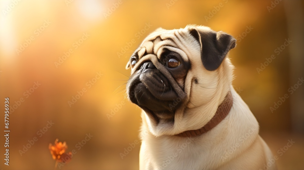 Pug Closeup Portrait.  Generated with AI.