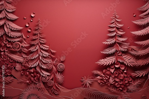 red christmas tree red background