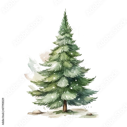Creative Holiday Clipart  Cute Green Christmas Tree Clipart in Watercolor Style  Isolated on Transparent Background  - Artistic Festive Charm for Seasonal Celebrations and D  cor 