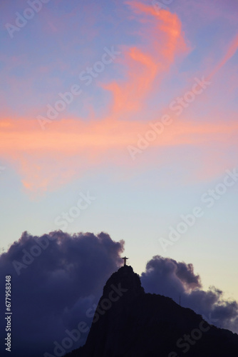 The Corcovado Mountain and the Statue of Christ the Redeemer by Dusk - Rio de Janeiro, Brazil