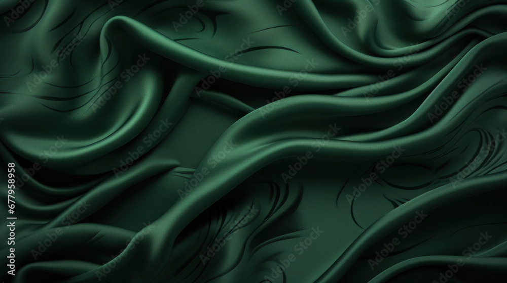 Obraz premium Dark green silk texture with soft waves