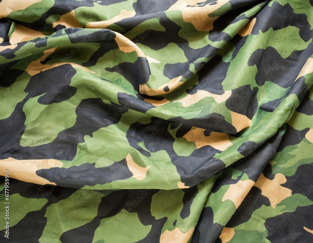 Camouflage texture in a military style on silk fabric. Hight realistics silk. AI Generated. Camouflage texture in a military style on silk fabric. Hight realistics silk. AI Generated.