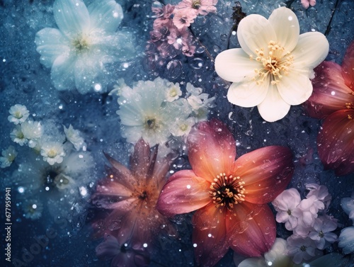 A bunch of flowers that are on a table. Generative AI. © serg3d
