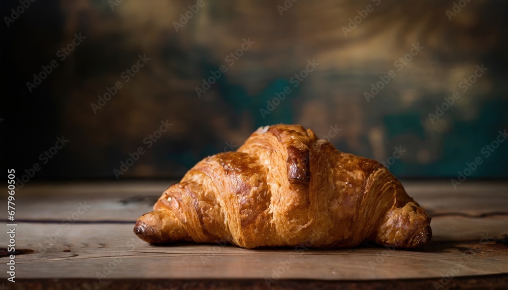 delicious fresh baked croissant on black background. French pastry. AI Generated. delicious fresh baked croissant on black background. French pastry. AI Generated.