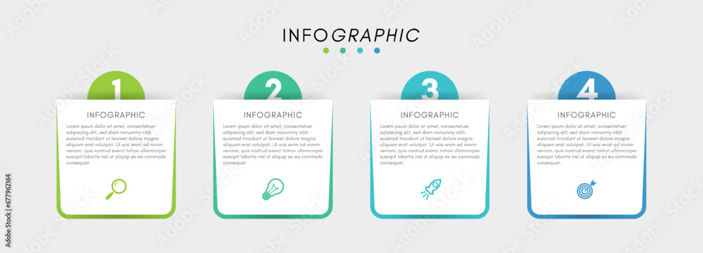 Business infographic label design template with icons and 4 options or steps. - obrazy, fototapety, plakaty 