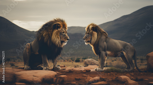 Two lion confrontation photo