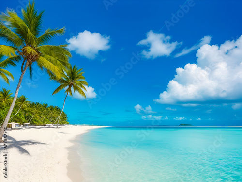 beach with palm trees © Rewat