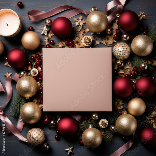 Elegant Christmas and New Year Photography Frames with ornaments
