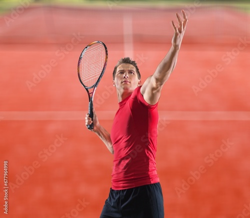 Tennis player young person with racket at stadium