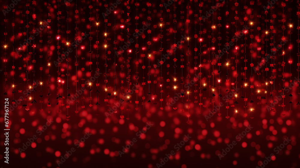 red lights christmas abstract decoration for new year, glowing copy space