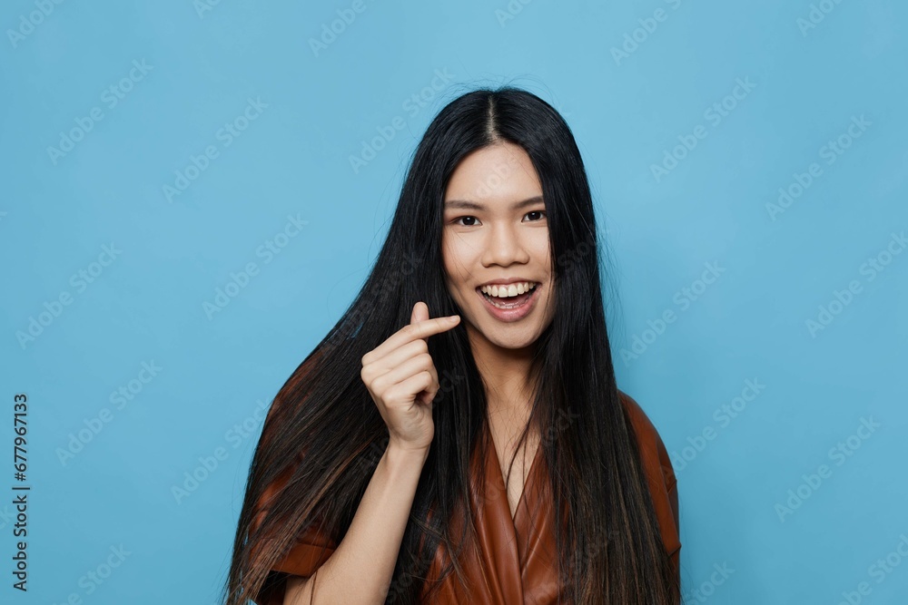 Blue woman attractive beauty lifestyle background smile asian portrait happy girl trendy hair cute studio long Blue woman attractive beauty lifestyle background smile asian portrait happy girl trendy hair cute studio long