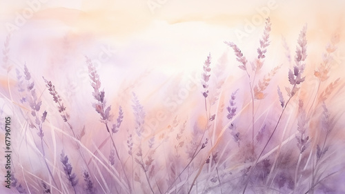 watercolor lavender background with a copy space  delicate soft pastel shade illustration greeting blank