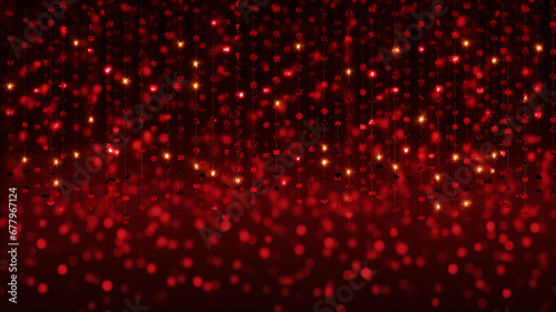 red lights christmas abstract decoration for new year, glowing copy space