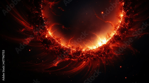 solar storm  astronomical observation solar corona and prominences  observation of the sun cosmic view fictional graphics
