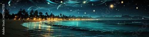 painting a moonlight ocean city  © Ross