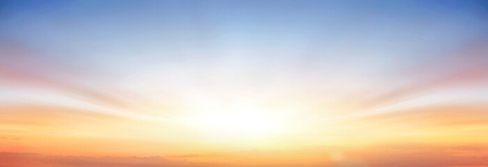 The morning sky looks like a bright golden and blue-purple sky