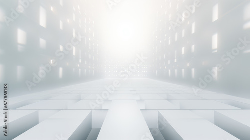 Abstract Minimal Geometric Background Featuring White Light Patterns